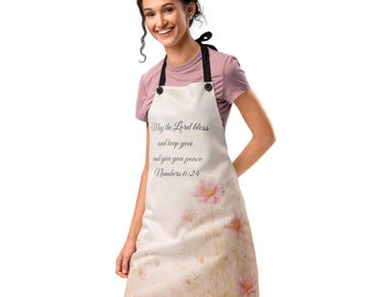 Meadow Blessing Apron | Numbers 6:24-26 Apron | Faith Inspired Kitchen Apron | Floral Cooking Apron | Christian Gift