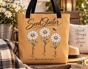Encourage Empower Equip Tote | Then Let It Grow Floral Bag | SeedStarter