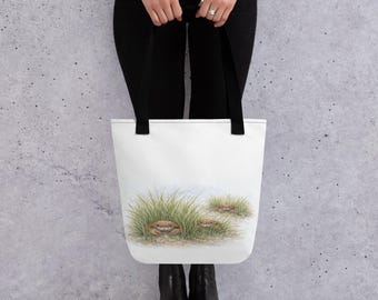 Low Tide Crab Tote Bag | Coastal Beach Tote | Seaside Market shoulder Bag | Ocean Inspired Gift | Summer Carryall