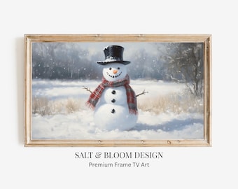Cozy Snowman Christmas Frame TV Art, Top Hat Snowman Painting, Snowman Painting for TV Art, Holiday Frame TV Art, Winter Frame Tv Art