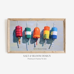 Coastal Frame TV Art, Cape Cod Frame TV Art, Vintage Lobster Buoy Digital Download, New England Coastal Oil Painting for Samsung Frame TV