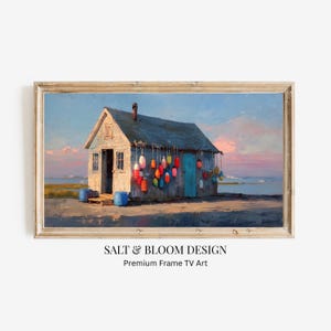 Coastal Lobster Shack FrameTV Art, East Coast Harbor, Cape Cod Nantucket TV Art, Grandmillennial Summer Beachhouse Art for Samsung Frame TV