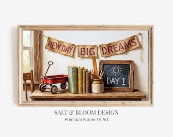 Classroom Frame TV Art, Back to School Painting Tv Art, Vintage School Books, First Day of School Classroom TV, Fall Autumn Frame Tv Art