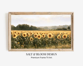 Sunflower Field Frame TV Art, Fall TV Art, Country Landscape Painting for TV, Autumn Farmhouse Fall Décor, Sunflower Decor Frame Tv Painting