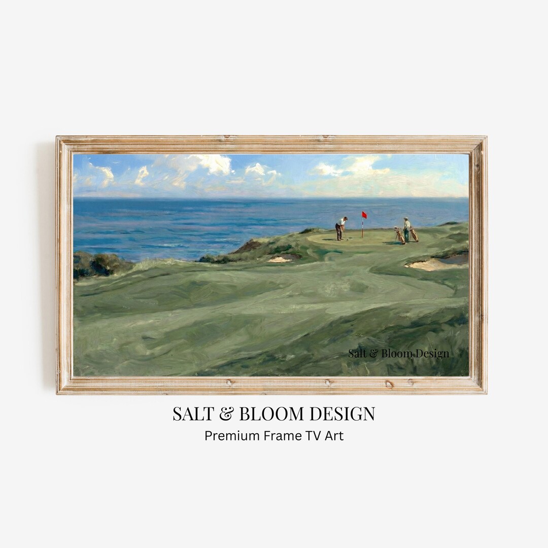 Summer Course Frame Ocean Golf Course Frame TV Art, Summer Beachhouse Decor TV Artwork ...
