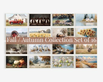 Fall Frame TV Art Bundle, Set of 16 Autumn and Thanksgiving Paintings Tv Art,  Fall TV Art Collection, Farmhouse, Autumn & Cottagecore Décor