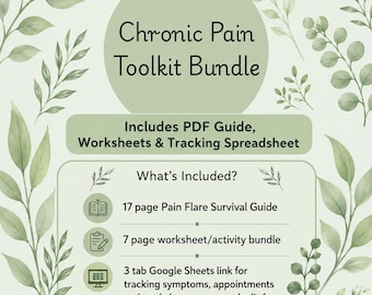 Chronic Pain Support Bundle | Tracker, Worksheets & Google Sheets (PDF Download)