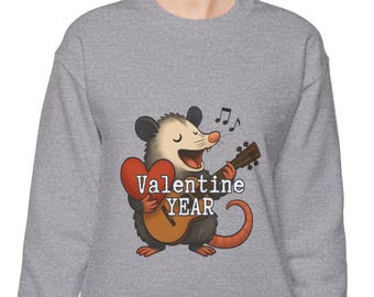 Funny Opossum Guitar Valentine's Day Gift Crewneck Sweatshirt