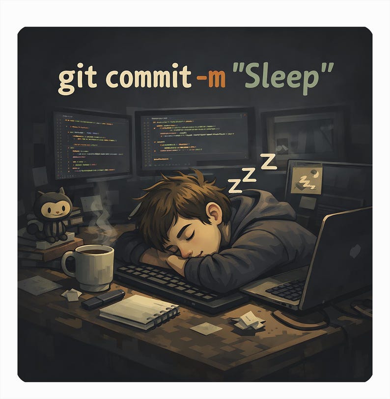 Git Commit Sleep T-Shirt – Programmer Humor, Tired Coder Tee image 1