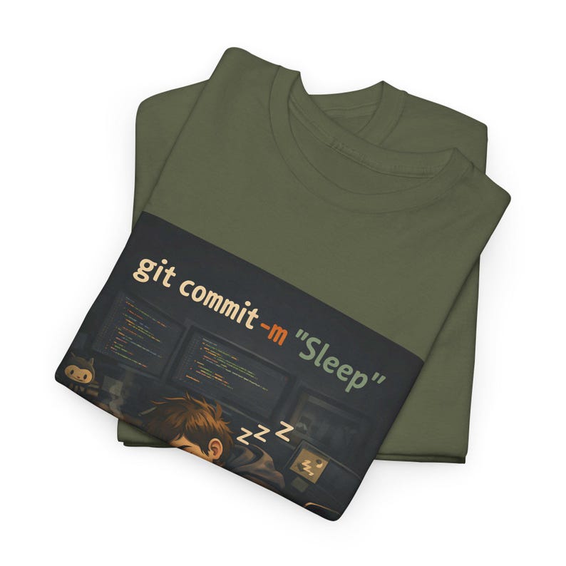 Git Commit Sleep T-Shirt – Programmer Humor, Tired Coder Tee image 2