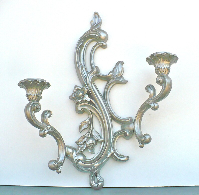 Ornate Brushed Nickel Double Wall Sconce Candle Holder Vintage - Brushed Nickel Candle Wall Sconces Ornate Brushed Nickel Double Wall Sconce Candle Holder Vintage - Brushed Nickel Candle Wall Sconces