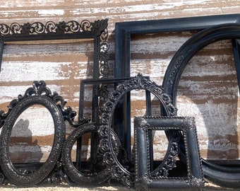 Large Black Ornate Picture Frame Set Collection