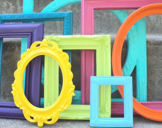 Bright and Colorful Picture Frame Set Ornate Etsy