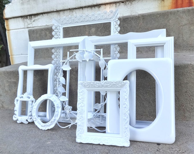 Large White ORNATE Picture Frame Set With Mirror Wedding Etsy