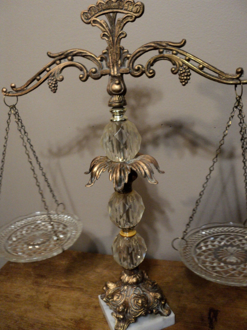 Vintage Decorative Crystal Bronze Balance Scale Etsy