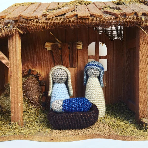 Crochet Nativity Set - Nativity Set - Rustic Crochet Nativity Set - Rustic Nativity -   Christmas Set - Christmas Decor - Home Decor - Gifts