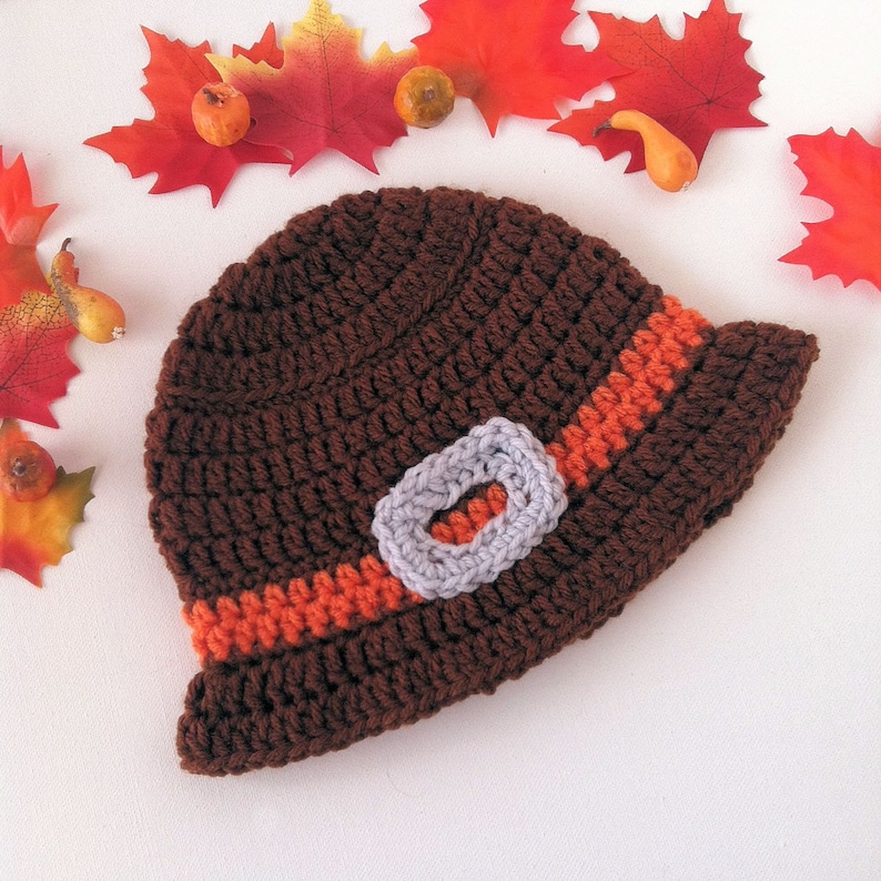 Crochet Thanksgiving Hat Thanksgiving Beanie Thanksgiving Hat Photo Prop Crochet Pilgrim Hat Fall Hat Baby Boys Hat