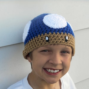 Crochet Mushroom Hat - Crochet Mushroom Beanie - Crochet Gamer Hat - Crochet Gamer Beanie
