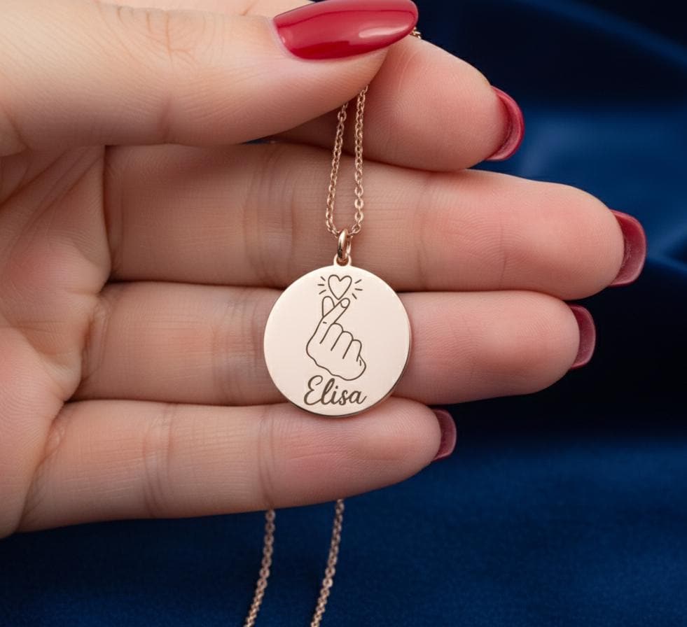 Korean finger heart necklace - Etsy 日本