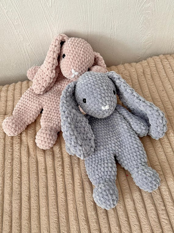 Crochet bunny lovey pattern Amigurumi rabbit baby snuggler pdf tutorial Cuddle toy for kids pattern