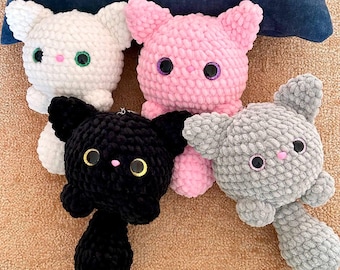 Crochet cat keychain pattern Amigurumi kitty plushie pdf tutorial Cute kitten key ring pattern