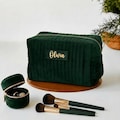 Velvet Makeup Bag Personalized, Customized Bridesmaid Gifts, Elegant Travel Toiletry Bag, Birthday, Wedding Gift