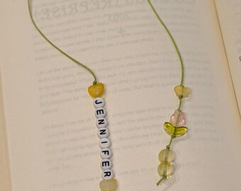 Custom Name String Bookmark | Beaded Personalized Bookmark