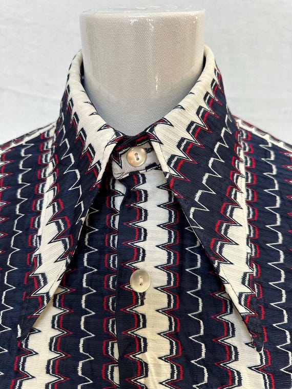 Groovy large pointy collared unisex button up syn… - image 2