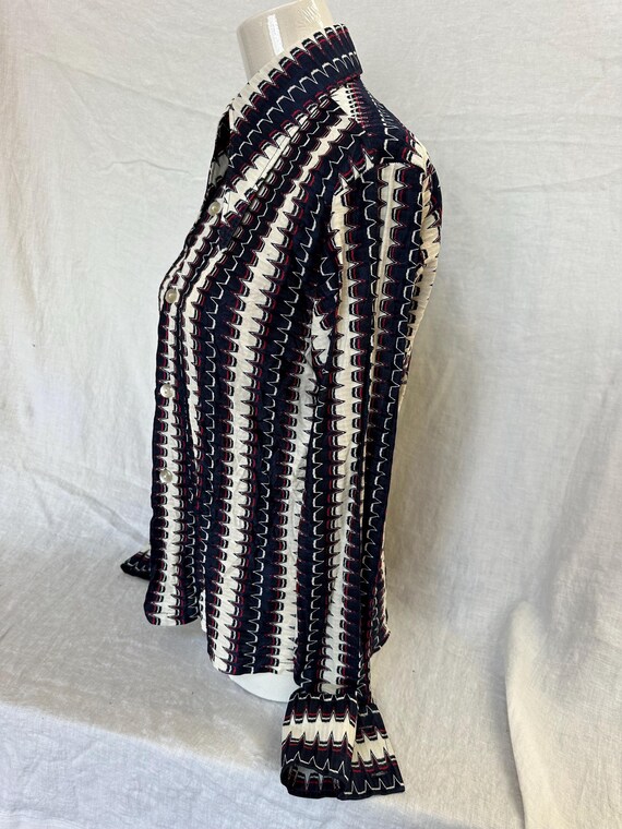 Groovy large pointy collared unisex button up syn… - image 6