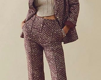 Completo da uomo in misto lino floreale Free People, taglia 12