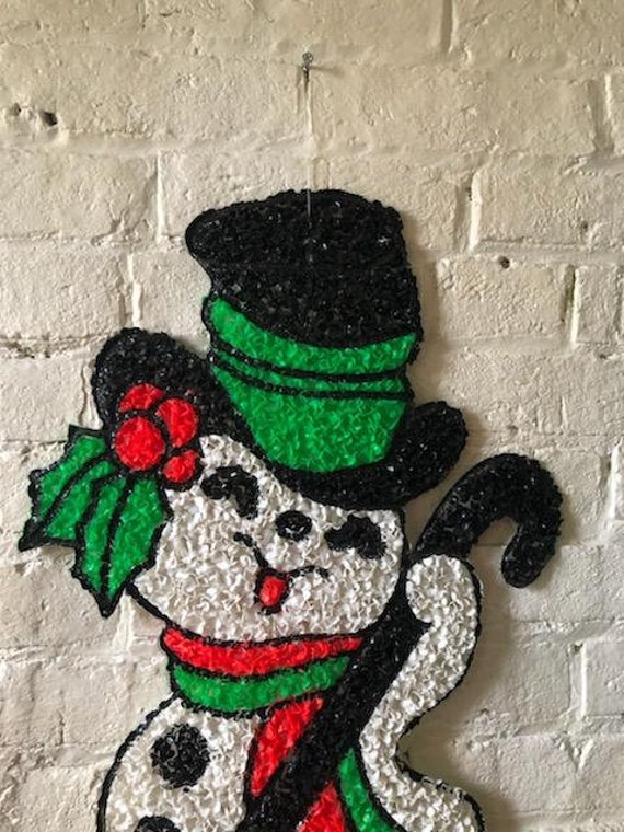Vintage Snowman Melted Plastic Popcorn Christmas Decoration Etsy