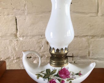 Vintage Milk Glass Oil Lamp Genie Bottle