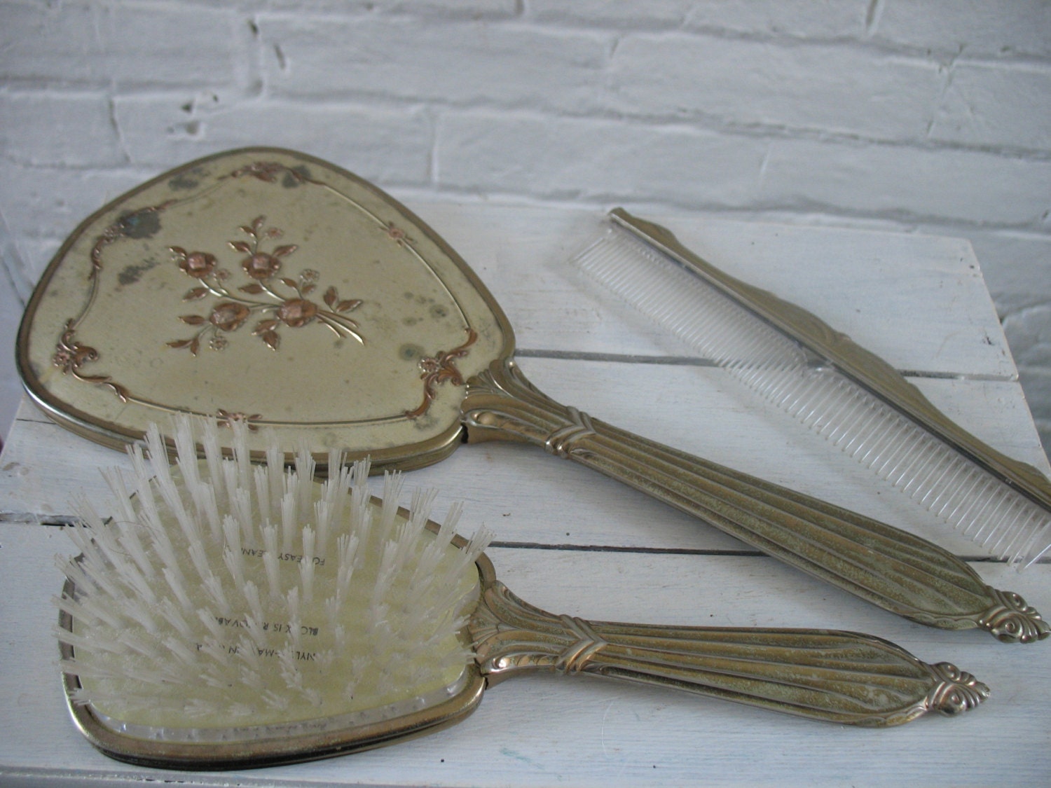 Vintage Vanity Set Hand Mirror Brush Comb Etsy