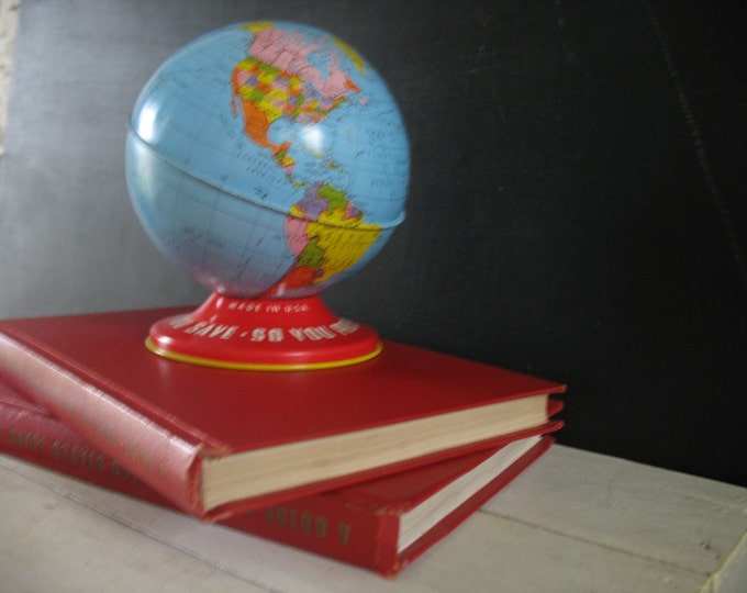 Vintage Ohio Art World Globe Bank Tin Litho Etsy