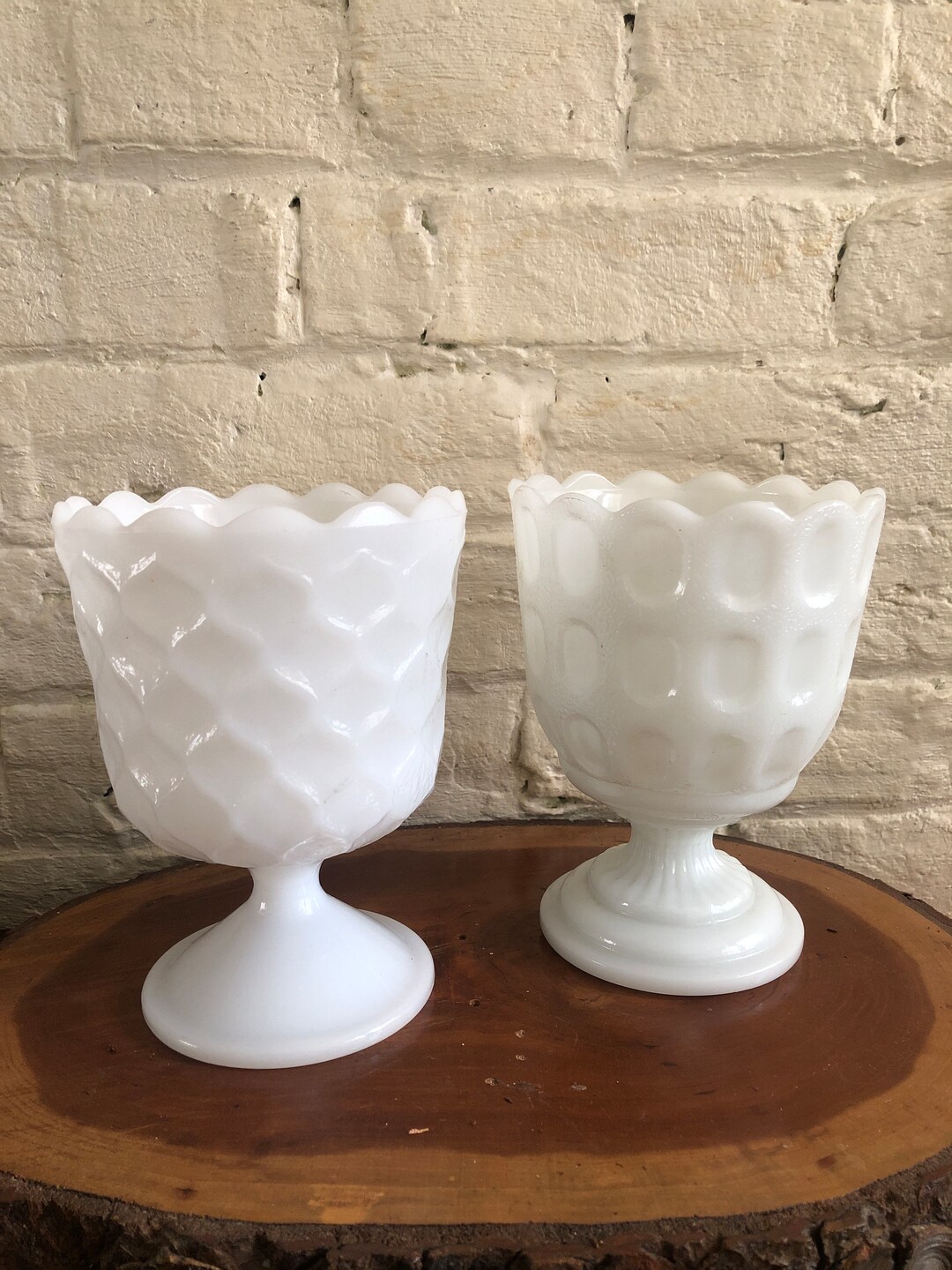 Vintage Milk Glass Pedestal Vases/planters E.O. Brody Ohio Etsy