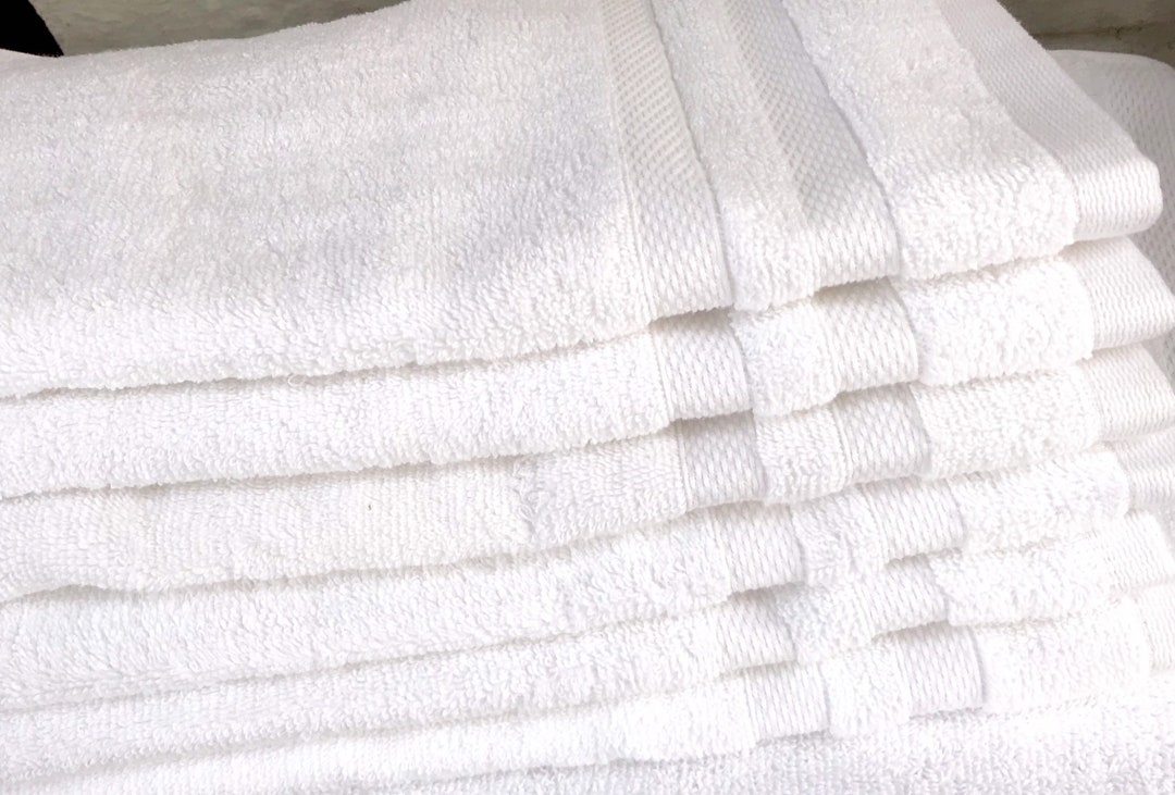Bundle of 6 Monogrammed White Hand Towels From Grandeur