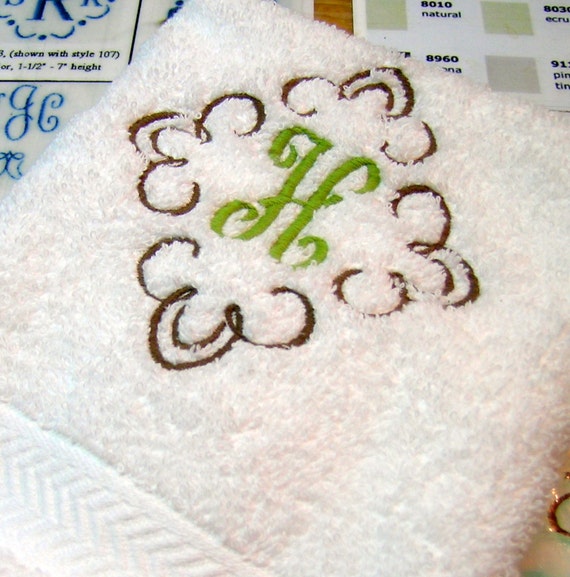 Monogrammed, New, 3 Pieces White Towels Set 100% Cotton Grandeur