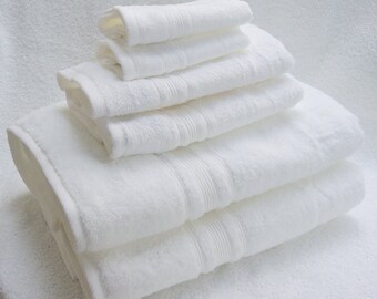 Monogrammed 6-pieces towels set from Charisma-white-100% hygro cotton