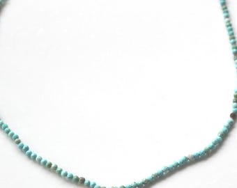 Turquoise Beaded Necklace, 18k Gold Filled Fish Charm, Dainty Layering Choker, Beachy Boho Necklace Gift