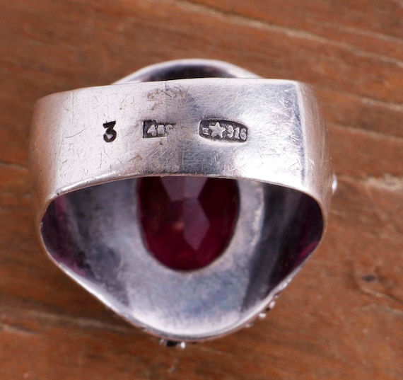 Antique Ruby ring 916 USSR silver - image 6