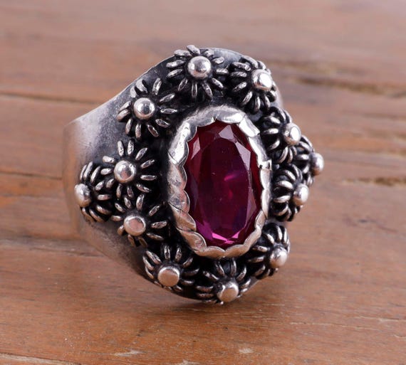Antique Ruby ring 916 USSR silver - image 1
