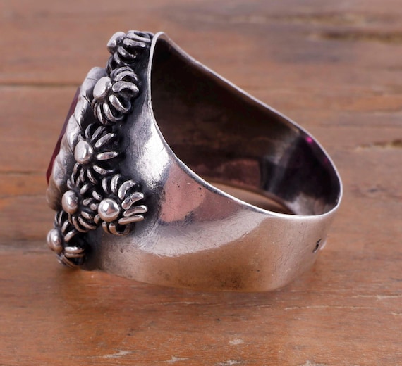Antique Ruby ring 916 USSR silver - image 4
