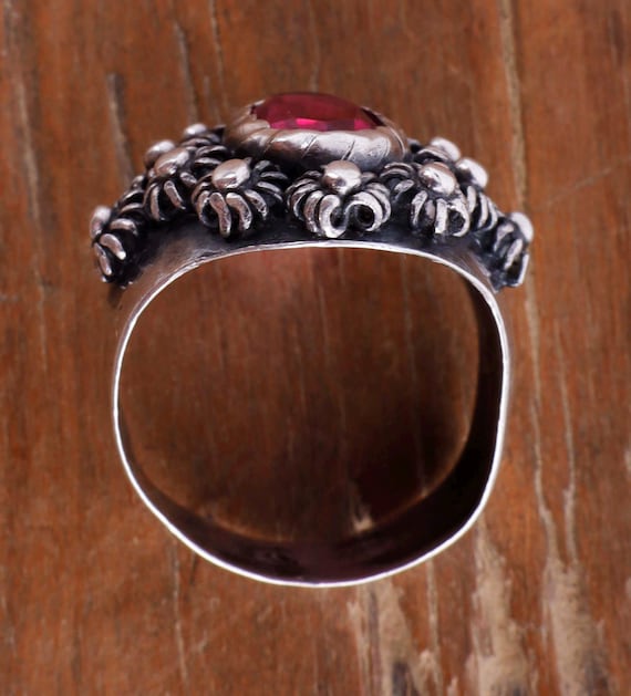 Antique Ruby ring 916 USSR silver - image 5