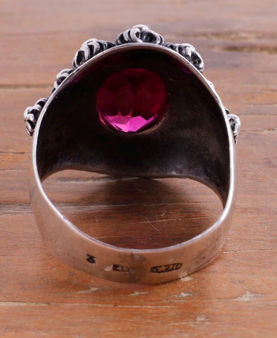 Antique Ruby ring 916 USSR silver - image 3