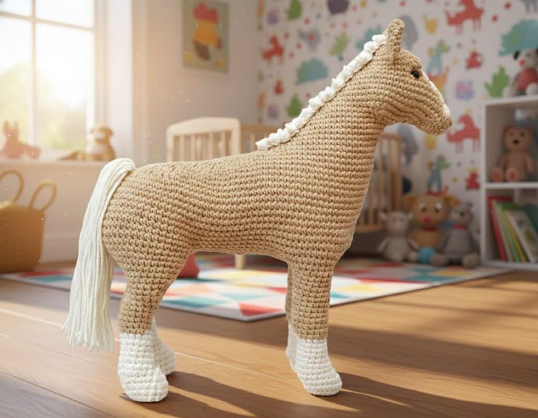 Peluche Animée Piles AA Poney Robot Réaliste En Peluche - Marche, Remue La Queue Et Réaliste - Blanc
