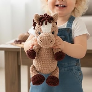 Virkmönster för amigurumi med häst | Gosedjur av bondgårdsdjur (digital nedladdning)
