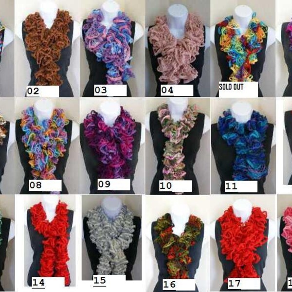 ANY 10 FOR 110  DOLLARS Ruffle lace soft scarf hand knit