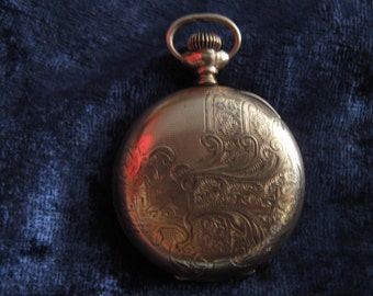 14 K GF Gold Elgin Women's Pocket  Watch Broach Pendant 1896 Hunter's Case