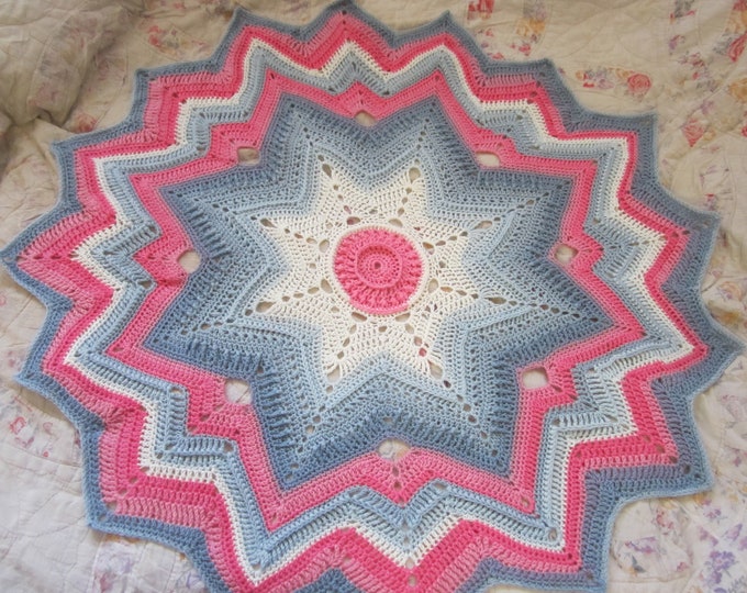 Mandala 16 Point Star Baby Afghan Throw Blanket Lapghan Altar Cloth  2 Color Options Pink Purple
