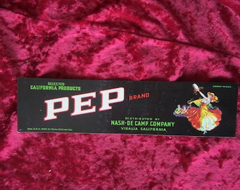Pep Vintage Fruit Crate Label Visalia